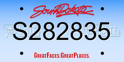 S282835 South Dakota License Plate