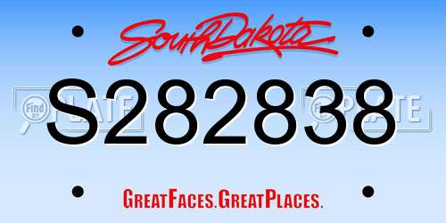 S282838 South Dakota License Plate