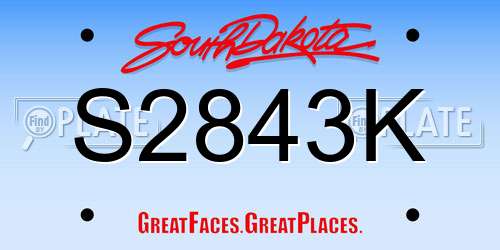 S2843K South Dakota License Plate