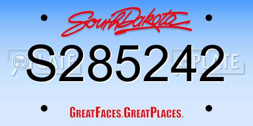 S285242 South Dakota License Plate