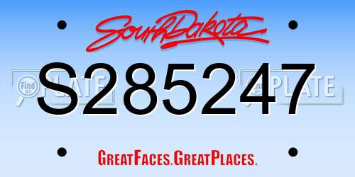 S285247 South Dakota License Plate