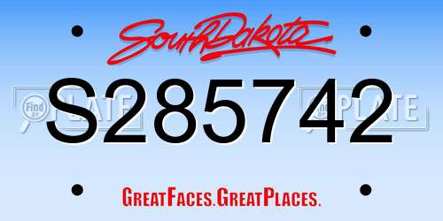 S285742 South Dakota License Plate