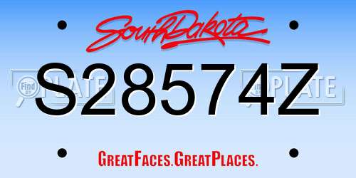 S28574Z South Dakota License Plate