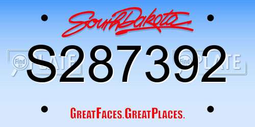S287392 South Dakota License Plate
