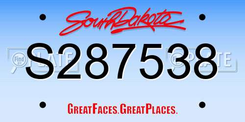 S287538 South Dakota License Plate
