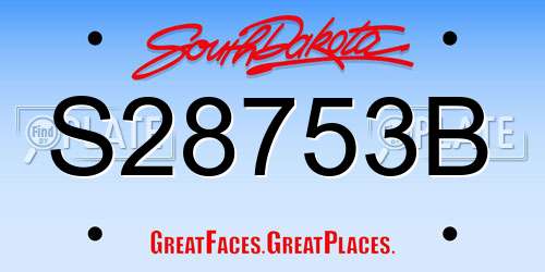 S28753B South Dakota License Plate