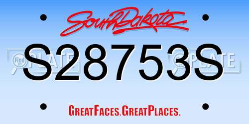 S28753S South Dakota License Plate