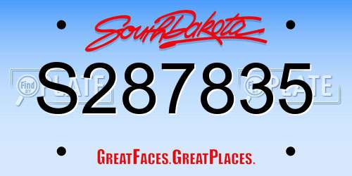 S287835 South Dakota License Plate