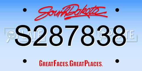 S287838 South Dakota License Plate