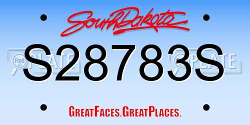 S28783S South Dakota License Plate
