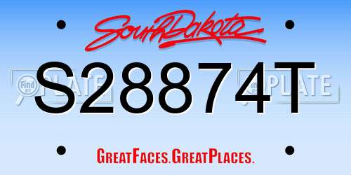 S28874T South Dakota License Plate