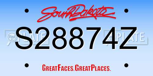 S28874Z South Dakota License Plate