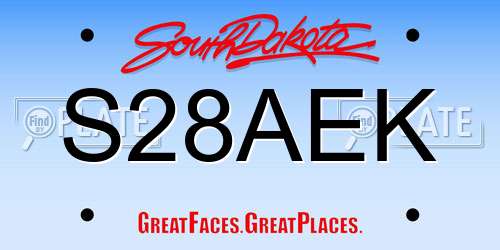 S28AEK South Dakota License Plate