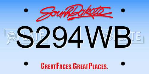 S294WB South Dakota License Plate