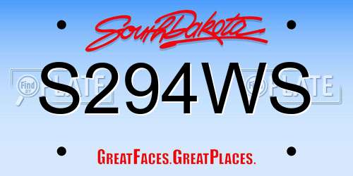 S294WS South Dakota License Plate