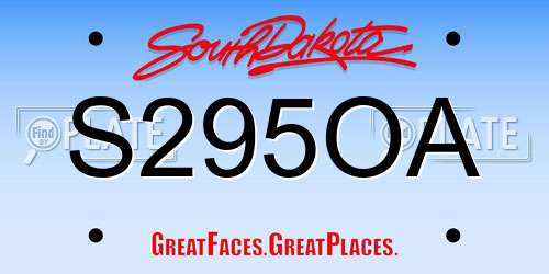 S295OA South Dakota License Plate