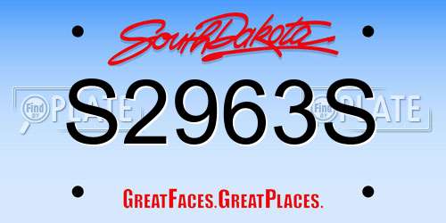 S2963S South Dakota License Plate