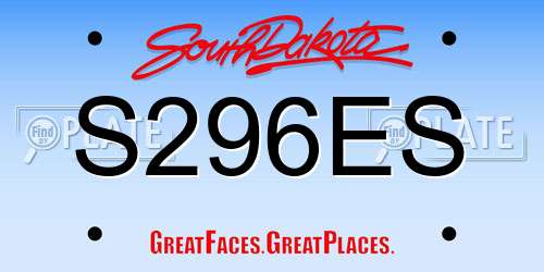 S296ES South Dakota License Plate