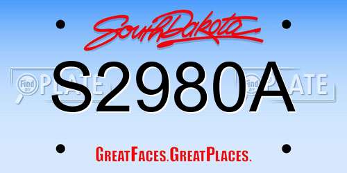 S2980A South Dakota License Plate