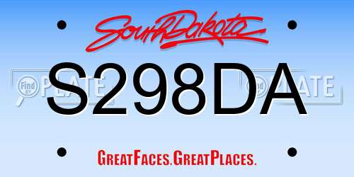 S298DA South Dakota License Plate