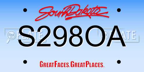 S298OA South Dakota License Plate