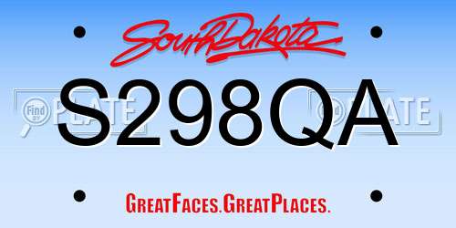 S298QA South Dakota License Plate