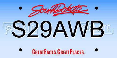 S29AWB South Dakota License Plate
