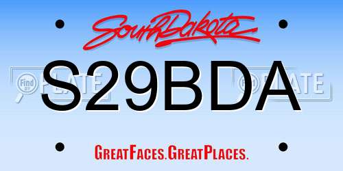 S29BDA South Dakota License Plate
