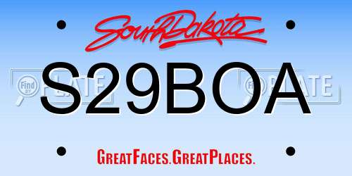 S29BOA South Dakota License Plate