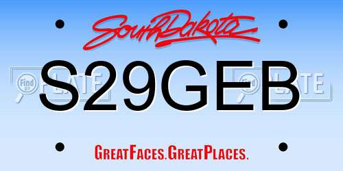 S29GEB South Dakota License Plate