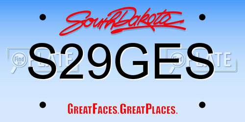 S29GES South Dakota License Plate
