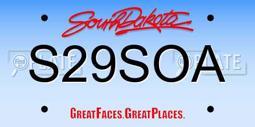S29SOA South Dakota License Plate