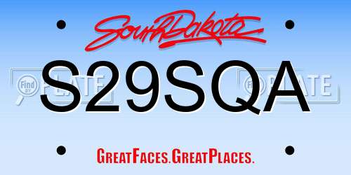 S29SQA South Dakota License Plate