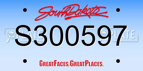 S300597 South Dakota License Plate