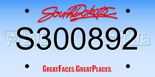 S300892 South Dakota License Plate