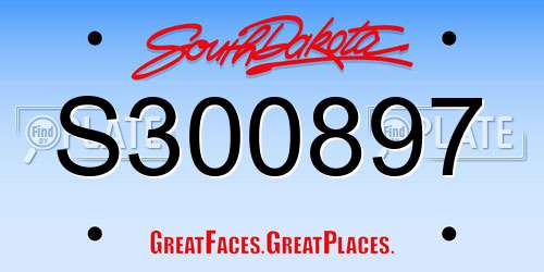S300897 South Dakota License Plate