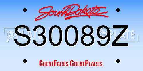 S30089Z South Dakota License Plate