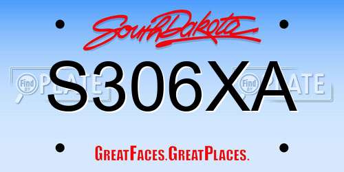 S306XA South Dakota License Plate