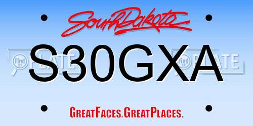 S30GXA South Dakota License Plate