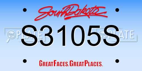 S3105S South Dakota License Plate