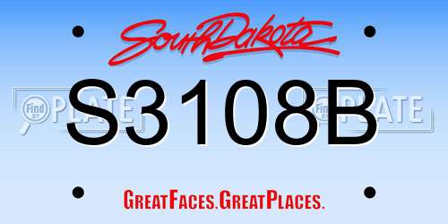 S3108B South Dakota License Plate