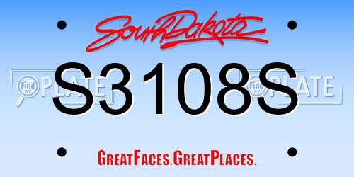 S3108S South Dakota License Plate