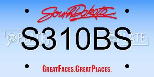 S310BS South Dakota License Plate
