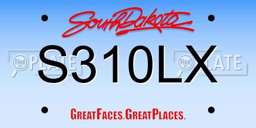 S310LX South Dakota License Plate