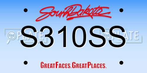 S310SS South Dakota License Plate