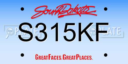 S315KF South Dakota License Plate