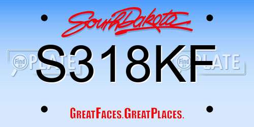 S318KF South Dakota License Plate