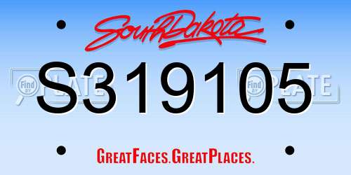 S319105 South Dakota License Plate