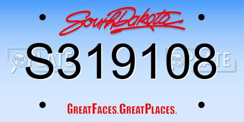 S319108 South Dakota License Plate