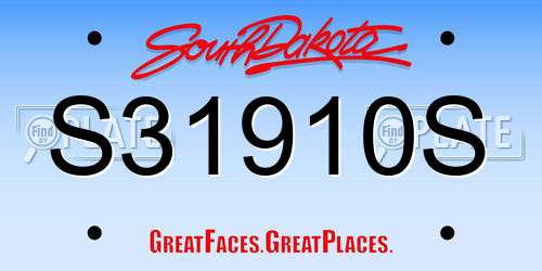 S31910S South Dakota License Plate